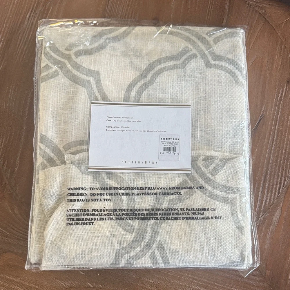Pottery Barn Kendra Trellis Sheer Drape - White and Gray